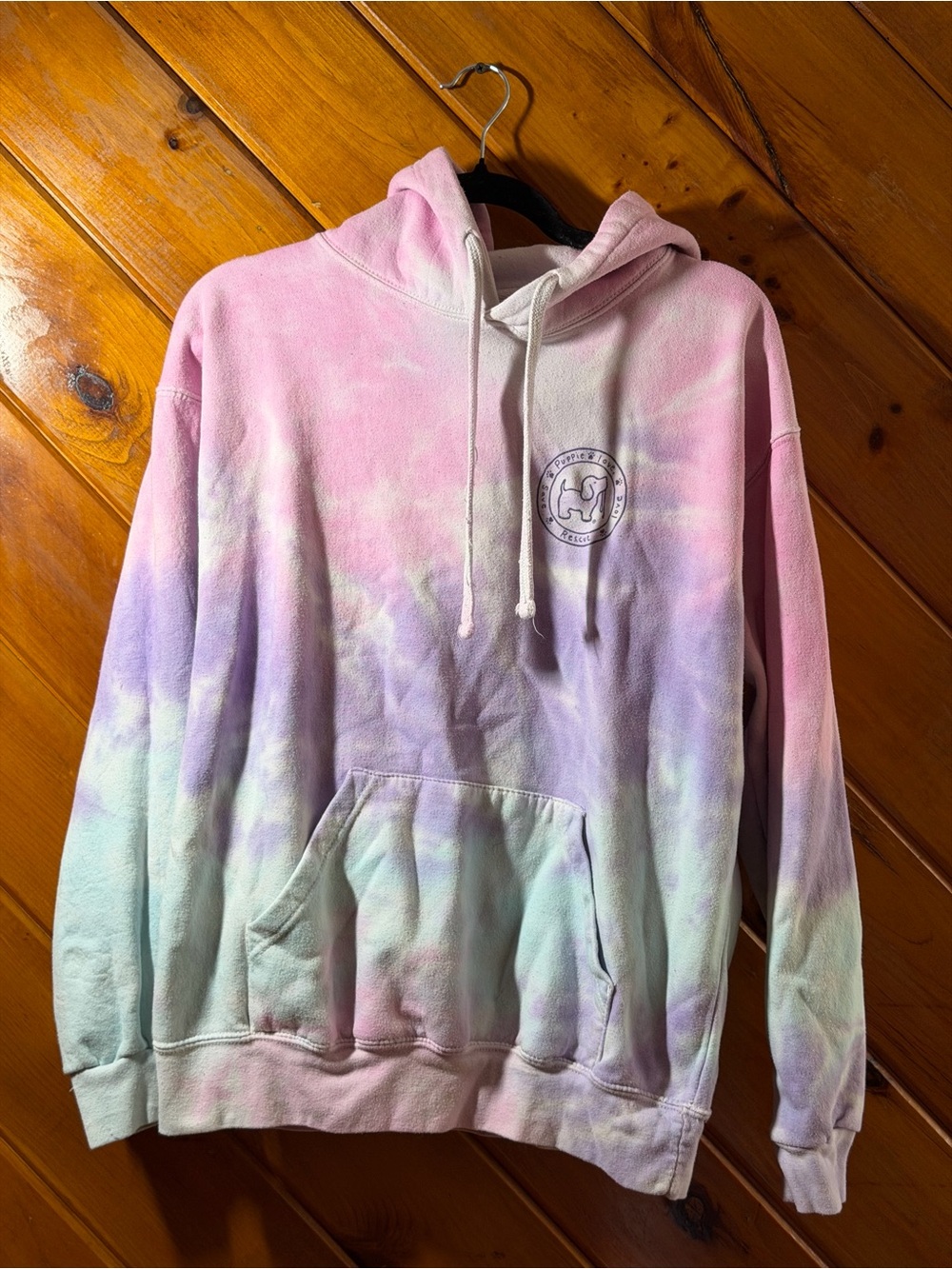 Women's Pastel Tie-Dye Hoodie Sweatshirt - Pink Lavender Mint